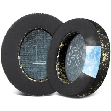 Imagem de SOULWIT Almofadas De Substituição Para Fones Ouvido Anker Soundcore Life Q30/Q35 Com Gel Refrescante, Auriculares Tecido Seda Gelada, Espuma Isolamento Ruído Alta Densidade - Preto E Dourado