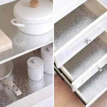 Imagem de Adesivo Alumínio Metálico Armário Gaveta Decoração Impermeável Fogão P