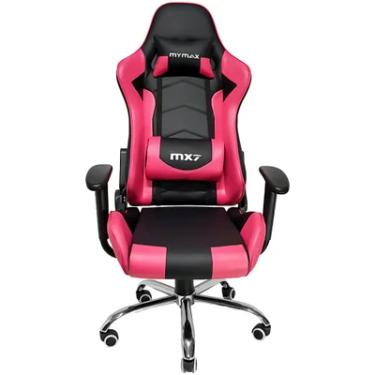 Imagem de Cadeira Gamer Mymax MX7, Suportado até 150Kg, Giratória, Preto e Rosa