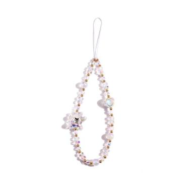 Imagem de Jekvill Alça de pulso e chaveiro para telefone Little BearHeart - incrustado com strass brilhantes Design esteticamente agradável Cordão de mão - Amuletos estéticos para mulheres para capa de telefone
