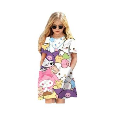 Imagem de Vestido De Verão Para Meninas Com Manga Curta, Estilo Princesa, Estamp