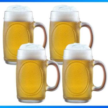 Imagem de Kit Com 4 Canecas De Vidro Chopp Cerveja Bar Restaurante Padaria 360 M