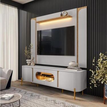 Imagem de Rack Com Painel Para TV Até 75 Polegadas 180cm Com LED Off White/Cinam