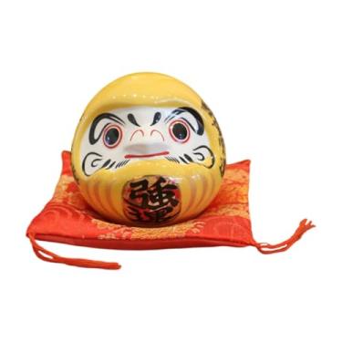 Imagem de Ｂｅｓｇａ Cofrinho Daruma de Cerâmica, Estátua de Boneco Daruma, Centro de Mesa, Estatueta Japonesa da Sorte, Decoração de Mesa para Estante, Amarelo