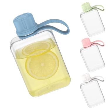 Imagem de Garrafa de água plana portátil de 240 ml, garrafa de água fina para viagem, sem BPA, Tritan à prova de vazamento, garrafa de água para fitness, esportes ao ar livre, bolsa (colorida, 240 ml)