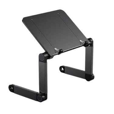 Imagem de KHUTRW3D Suporte para projetor, suporte para projetor, mesa de colocação de mesa, ajustável, suporte de triângulo telescópico, bandeja de armazenamento pequena, sem perfuração, base elevada, suporte