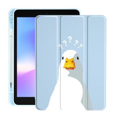Imagem de LuGeKe Doubtful Duck Capa exclusiva para iPad Air 6 de 13 polegadas, porta-lápis, traseira de acrílico transparente e capa com suporte de três dobras para mulheres