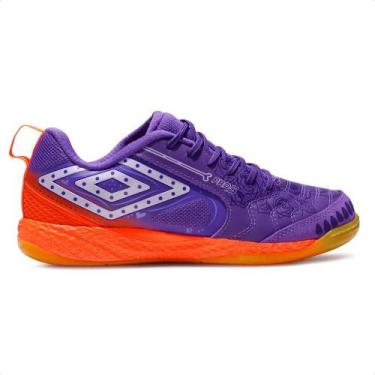 Imagem de Chuteira Futsal Umbro Pro 5 Bump Dlm Masculina, Roxo, Laranja, 39