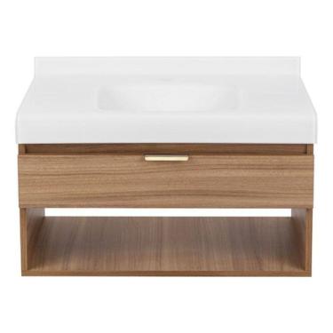 Imagem de Kit Gabinete Para Banheiro Com Cuba Aurora 70X40X48 Cm