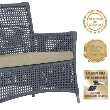 Imagem de Jogo Sofá E 2 Poltronas E Mesa Igapó Fendi E7 Trama Original Prata