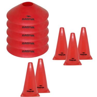 Imagem de Kit Futebol Agilidade Kagiva 10 Cones  Chapéu + Tartaruga, Vermelho