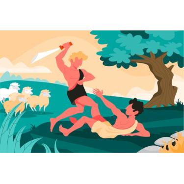 Imagem de Painel de Tecido Sublimado Bíblico Religioso Cain e Abel - Fabrika de 