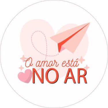 Imagem de Painel de Tecido Sublimado Redondo Amor no ar Aviãozinho Namorados c/ 