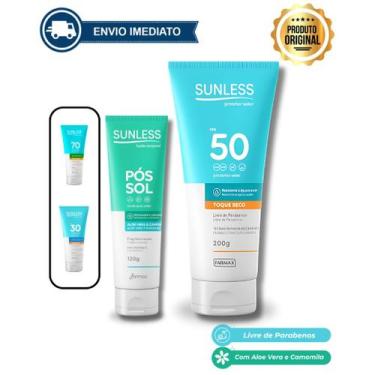 Imagem de Kit Protetor Solar Toque Seco 200g Sunless + Loção Pós Sol Aloe Vera e