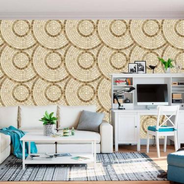 Imagem de Papel De Parede Pedras Circulo Azulejo Adesivo Sala Lavavel