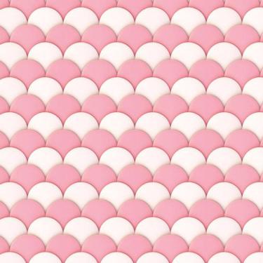 Imagem de Papel De Parede Circulos Rosa E Branco Infantil Adesivo