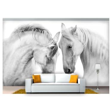 Imagem de Papel De Parede Cavalos Brancos Casal 3D Anm247