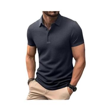Imagem de Camisa Polo Masculina Casual De Negócios Com Estampa Floral Lisa, Resp