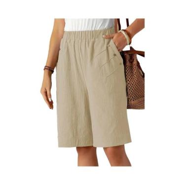 Imagem de Shorts Femininos De Cintura Alta De 5 Polegadas Para O Verão, Cor Sóli