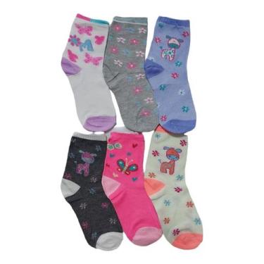 Imagem de Kit 06 Pares De Meia Infantil Menina Feminina Meias Algodão. - Minha T