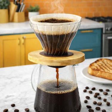 Imagem de Suporte Coador De Café Em Vidro Borossilicato Base Madeira 102 - Dassh