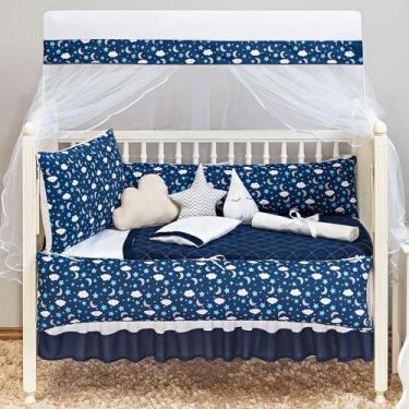Imagem de Kit Berço Americano Completo Estampado Nuvem New Marinho 13 peças - Ch