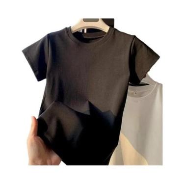 Imagem de Camiseta Feminina Slim Fit De Manga Curta, Top Casual Básico Macio Par