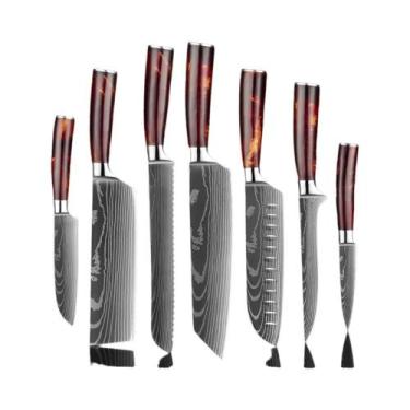 Imagem de Conjunto De Facas De Cozinha Em Aço Inoxidável Ultra Afiadas 7Cr17Mov 