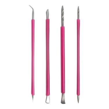 Imagem de Kit 4 Palito Espátula Mista Manicure Cutelaria Desencravador - Congrat