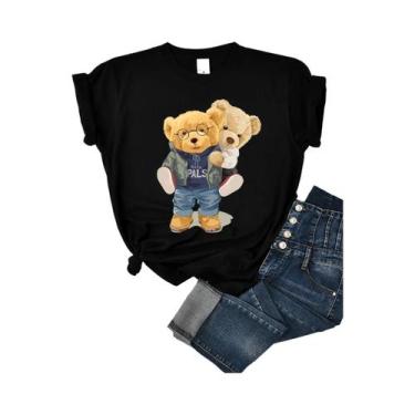 Imagem de Camiseta Feminina De Verão Com Estampa De Urso, Respirável, Casual, Vi