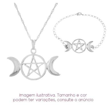 Imagem de Conjunto Triluna Colar + Pulseira - Sunshine Cristais, Prateado