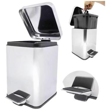Imagem de Lixeira Banheiro Cozinha Pedal 6l Cesto De Lixo Inox - WINCY