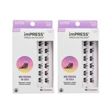 Imagem de Kit Cílios Postiços imPRESS Mini Refil Ousado Wispy 2 unid - Kiss New 