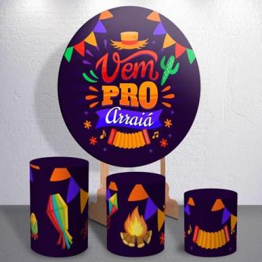 Imagem de Painel Redondo E Capas De Cilindro Sublimados Festa Junina - Thuco Dec