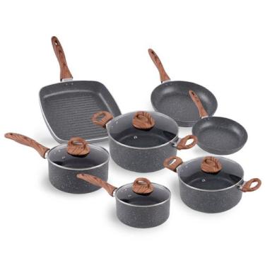 Imagem de Jogo de Panelas Brinox Smart Plus 7 Peças Indução Granito