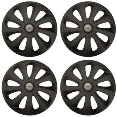 Imagem de Jogo Calota Velox 15 Preto Fosco Onix 2013 2014 2020 - Garagem Online 