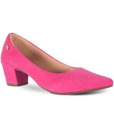 Imagem de Sapato Scarpin Feminino Camurça Bico Fino Salto Alto Grosso Bloco  - T