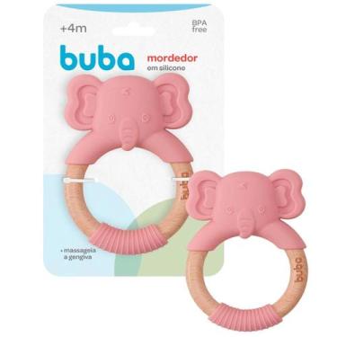 Imagem de Mordedor e Massageador Elefantinho Rosa em Silicone Buba - Buba Baby
