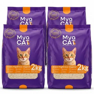 Imagem de Kit 4 Areia Gato 8Kg Higienica MyaCat Mandioca Antiodor