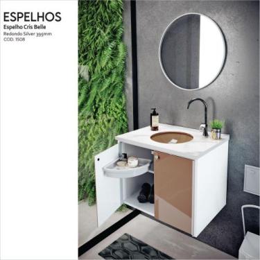 Imagem de Espelho Redondo para Banheiro Perfil 39,5cm Bege/Silver - Cris Metal