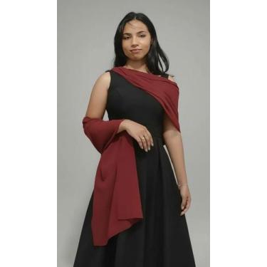 Imagem de Lenço Echarpe Festa Marsala Liso 45cmx1,80m - Congratulations Store