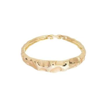 Imagem de Bracelete Orgânico com Detalhes Acetinados Banhado a Ouro - Acessório 
