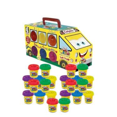 Imagem de Kit Brinquedo Infantil Massinha de Modelar Maleta Ônibus  10 Potes Cot