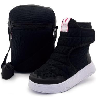 Imagem de Kit Bota Infantil Gatatuya Menina com Bolsinha Shoulder Poliéster Pret