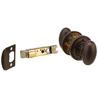 Imagem de Baldwin PVTRATRRR112 Reserva Privacidade Tradicional Puxador de Porta com Rosa Redondo Tradicional em Acabamento de Bronze Envelhecido