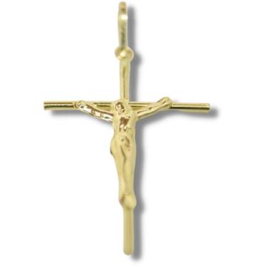 Imagem de Pingente Religioso Cruz Crucifixo Palito Ouro 18K P003 - Joiasmax