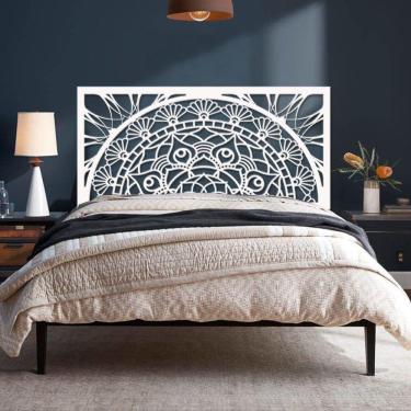 Imagem de Cabeceira de Cama Casal Mandala Flores Prosperidade 140X72cm - 6mm