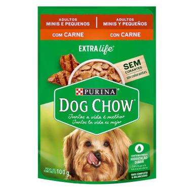 Imagem de Ração Úmida Nestlé Purina Dog Chow Sachê Carne para Cães Adultos Raças Minis e Pequenas - 100 g