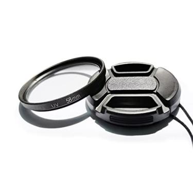 Imagem de Filtro de proteção UV multi-revestido de 58 mm e tampa de lente de 58 mm compatível com Canon Rebel T8i T7 SL3 com lente EF-S 18-55 mm, para lentes Fuji XC 16-50 mm, lentes XF 18-55 mm. (pacote com 1 + 1)