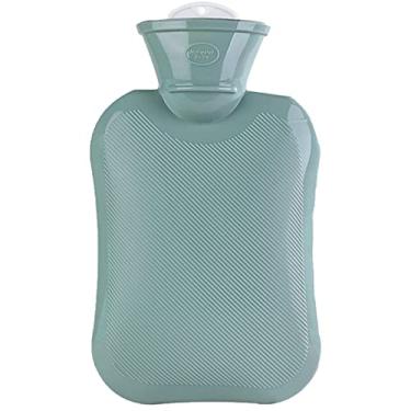 Imagem de Garrafa de água quente de PVC Saco de água quente para cólicas menstruais, alívio da dor no pescoço e ombro para compressas de calor, aquecedor de cama e aquecedores de pés, verde, 1000 ml